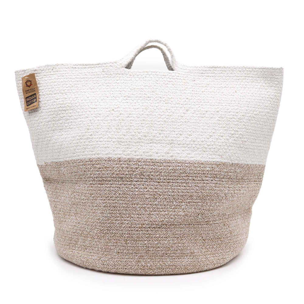 Cotton Rope Laundry / Storage Big Basket 45x40cm - Beige