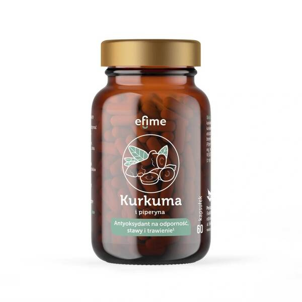 EkaMedica Efime Turmeric and Piperine Antioxidant for Immunity Joints and Digestion 60 Capsules 