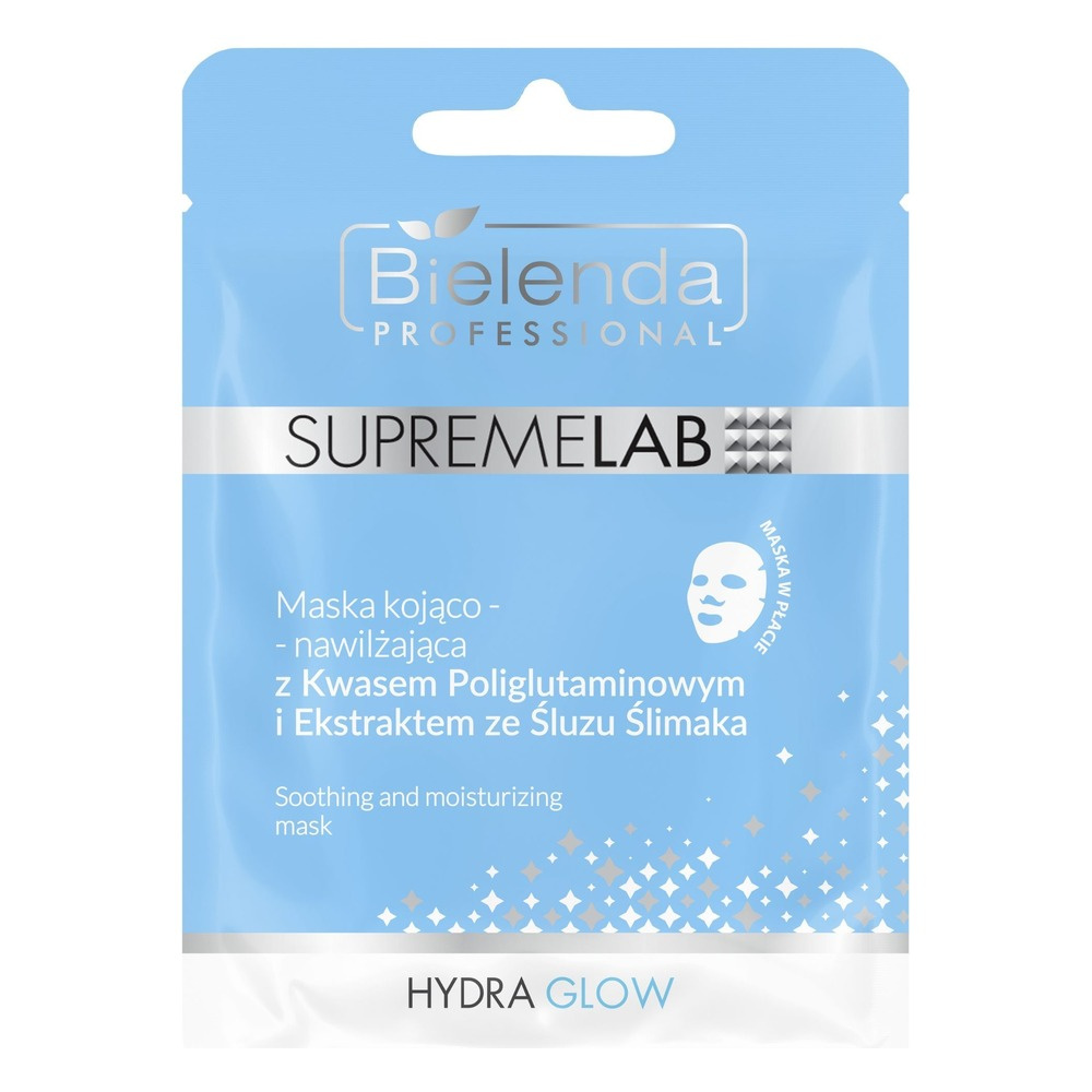 Bielenda Professional Supremelab Hydra Glow Soothing - Moisturizing Mask with Polyglutamic Acid and Snail Slime Extract for Dehydrated Sensitive Skin 20g