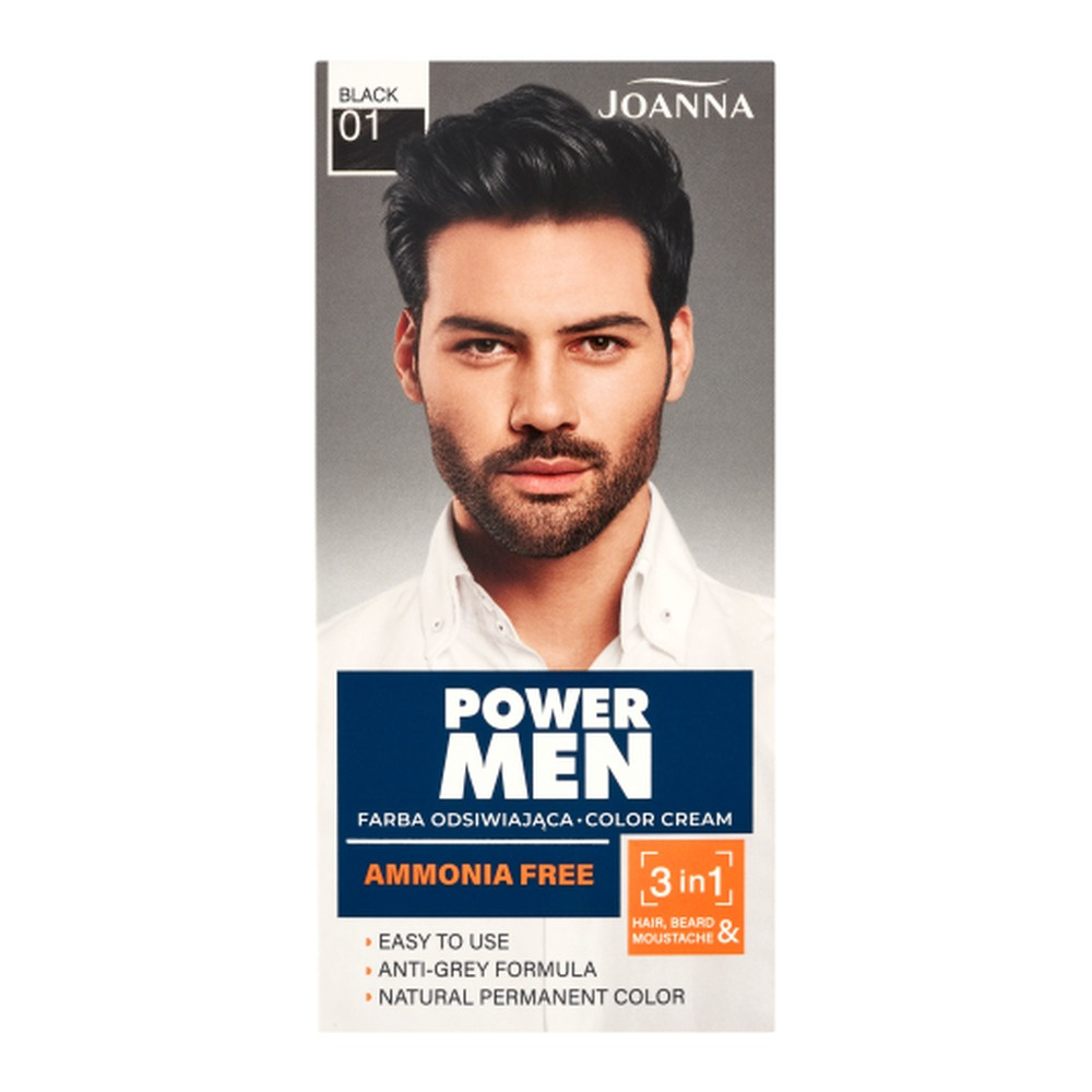 Joanna Power Men Color Cream 3in1 Hair Dye for Men No. 01 Black 1 Piece