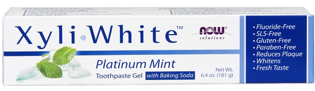 NOW Foods XyliWhite Platinum Mint Toothpaste Gel with Baking Soda and Activated Charcoal 181g