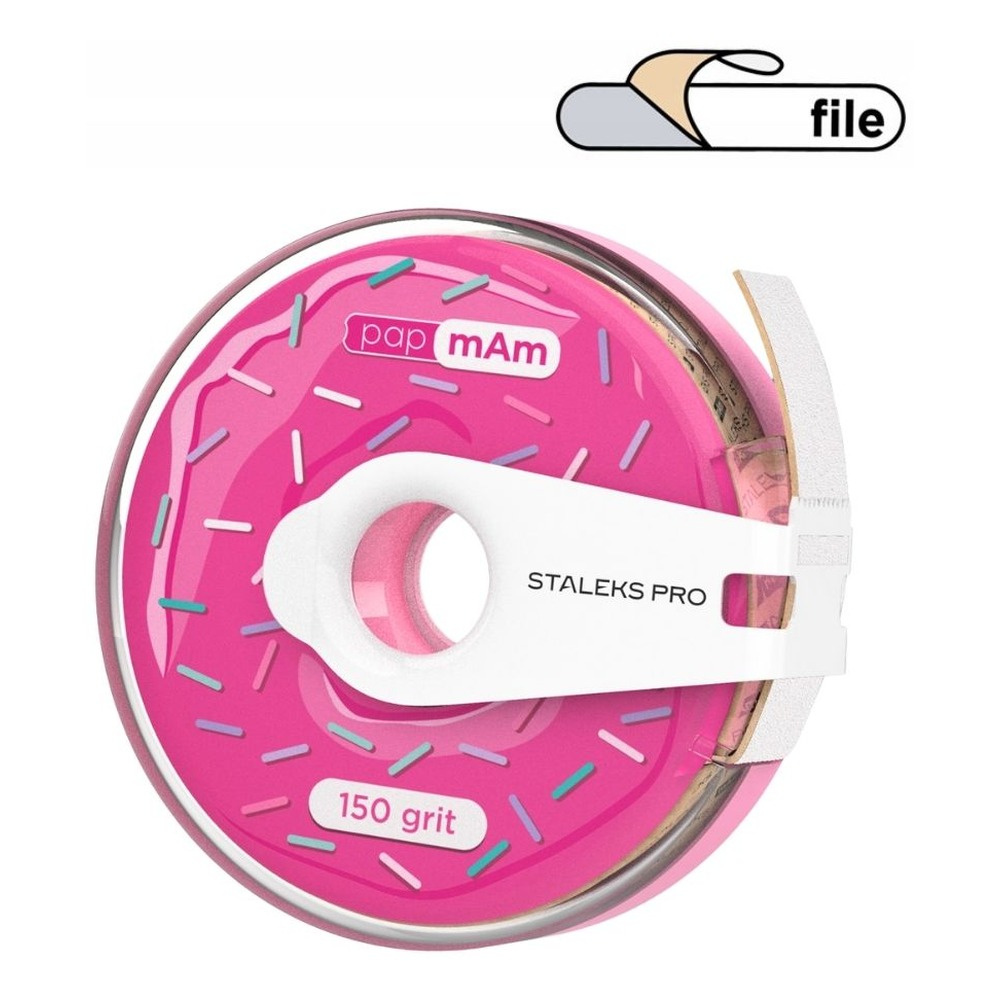 Staleks Pro Expert PapmAm Disposable White Abrasive Tape In Plastic Case 150 Grit ATC-150w 7m