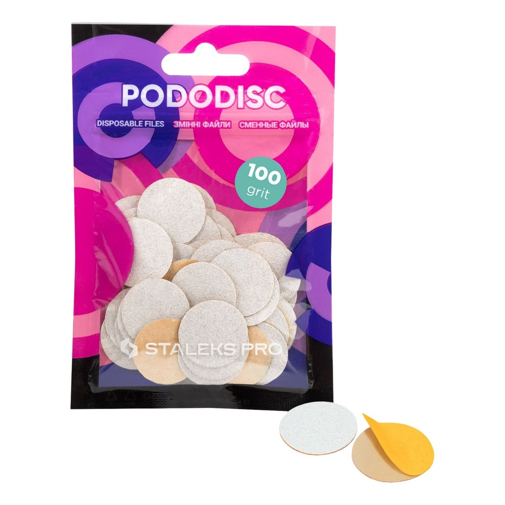 Staleks Pro Expert Disposable Pododisc Pedicure White Files Size M Grit 100 50pcs