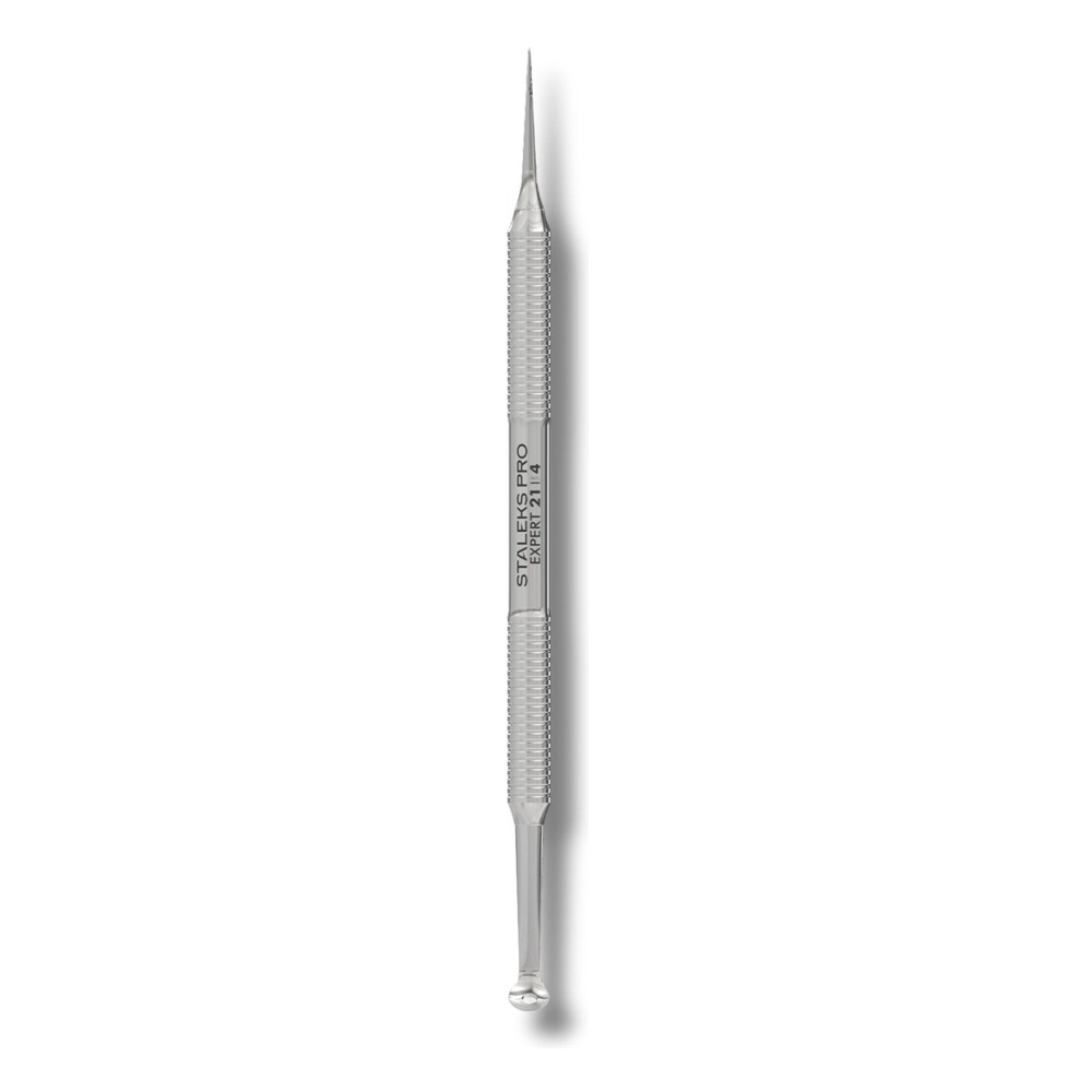 Staleks Pro Expert 21 Type 4 Double‑Ended Facial Cleansing Tool Uno Spoon Large Hole + Straight Vidal Needle 143mm