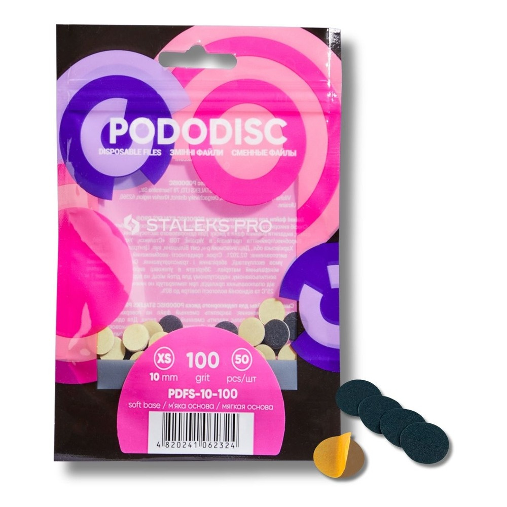 Staleks Pro Expert Podologic Disposable Foam-Backed Discs Files For Pedicure XS 10mm Grit 100 50pcs
