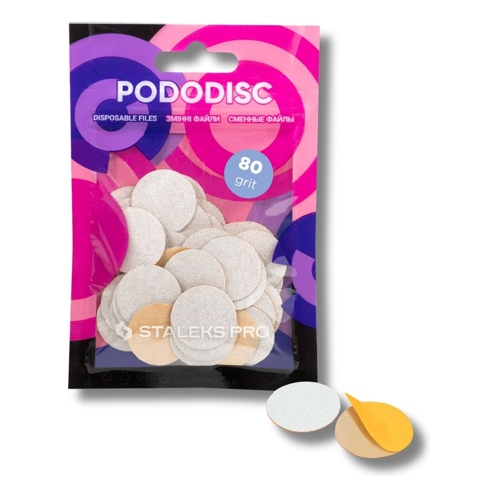 Staleks Pro Expert Disposable Pododisc Pedicure White Files Size M Grit 80 50pcs