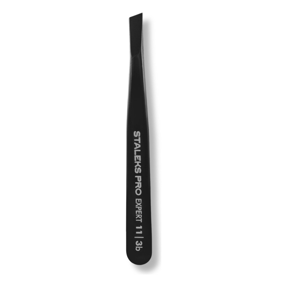 Staleks Pro Expert 11 Type 3b Eyebrow Tweezers Wide Beveled Black 1pc
