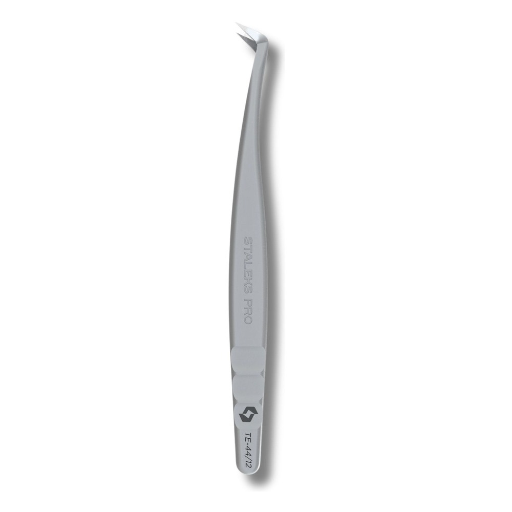 Staleks Pro Expert 44 Type 12 Eyelash Tweezers L-Shaped 65° With Fiber Tips 1pc