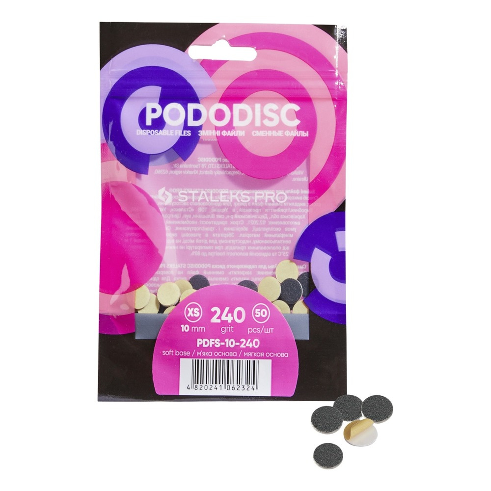 Staleks Pro Expert Podologic Disposable Foam-Backed Discs Files For Pedicure XS 10mm Grit 240 50pcs