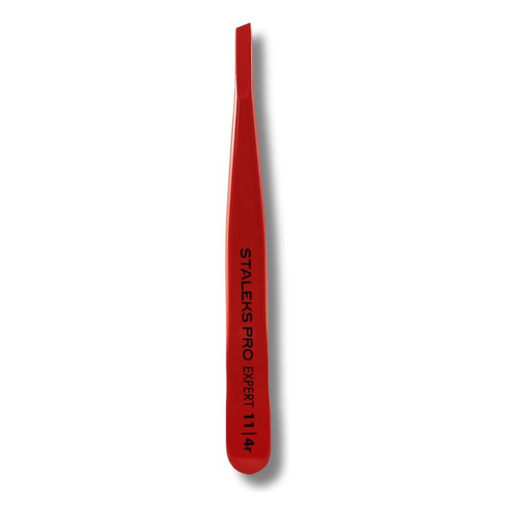 Staleks Pro Expert 4R Eyebrow Tweezers Narrow Beveled Red 1pc