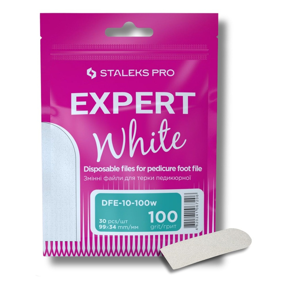 Staleks Pro Expert 10 Disposable White Pedicure File Refills 100 Grit DFE-10-100w 30pcs