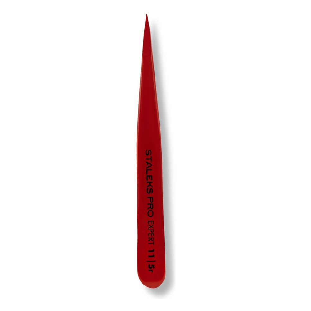Staleks Pro Expert 11 Type 5R Point Eyebrow Tweezers Red