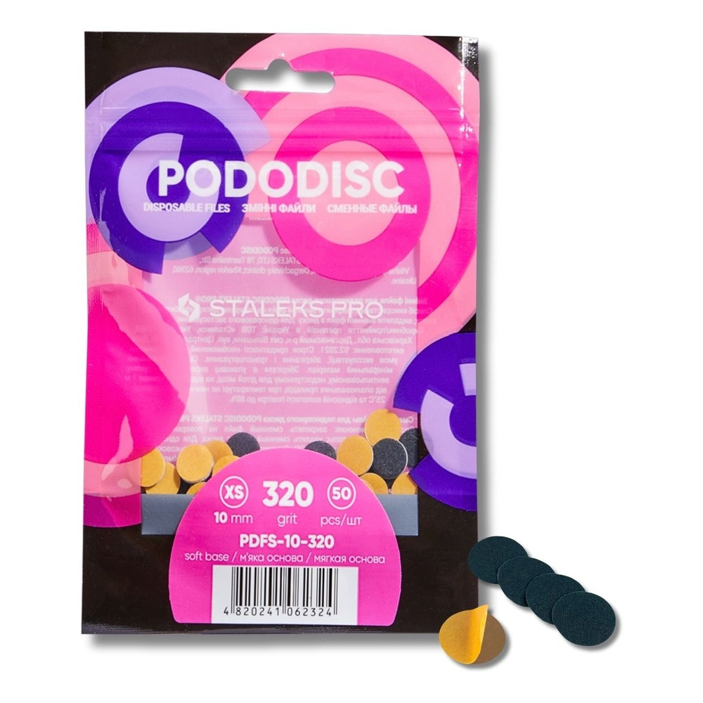 Staleks Pro Expert Podologic Disposable Foam-Backed Discs Files For Pedicure XS 10mm Grit 320 50pcs