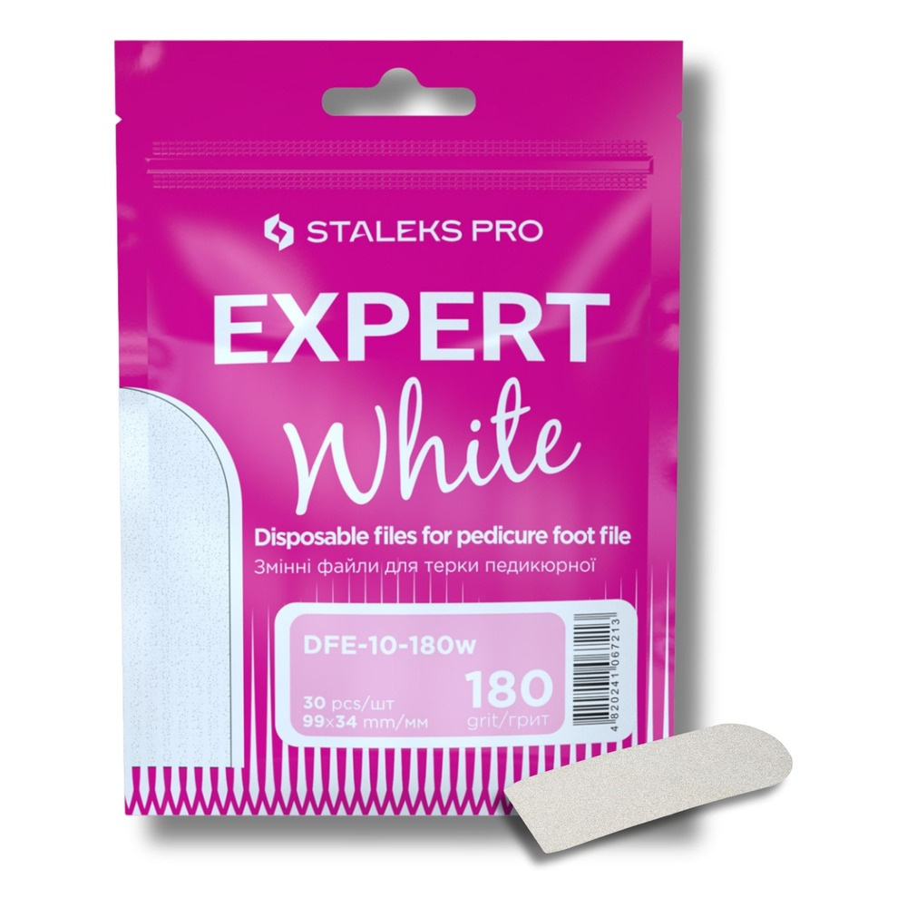 Staleks Pro Expert 10 Disposable White Pedicure File Refills 180 Grit DFE-10-180w 30pcs