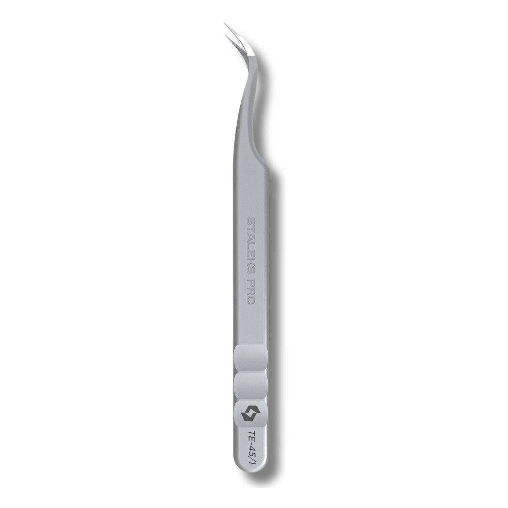 Stalek Pro Expert 45 Type 1 Curved Eyelash Tweezers With Fiber Tips 1pc