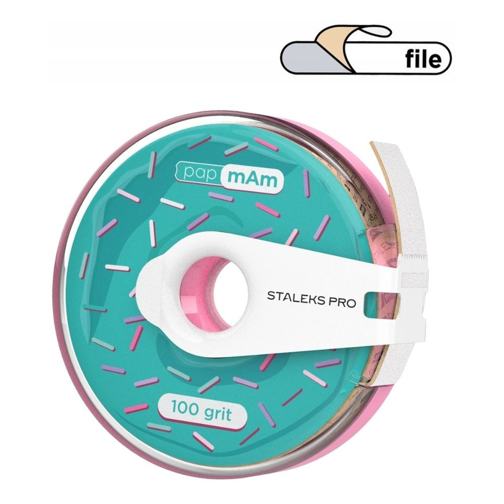 Staleks Pro Expert PapmAm Disposable White Abrasive Tape In Plastic Case 100 Grit ATC-100w 7m