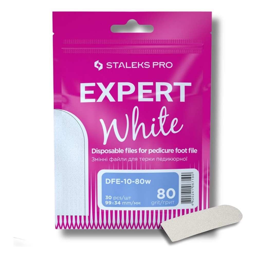 Staleks Pro Expert 10 Disposable White Pedicure File Refills 80 Grit DFE-10-80w 30pcs