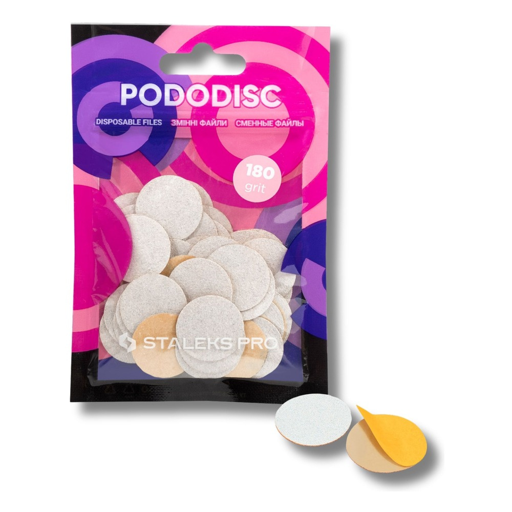 Staleks Pro Expert Disposable Pododisc Pedicure White Files Size M Grit 180 50pcs