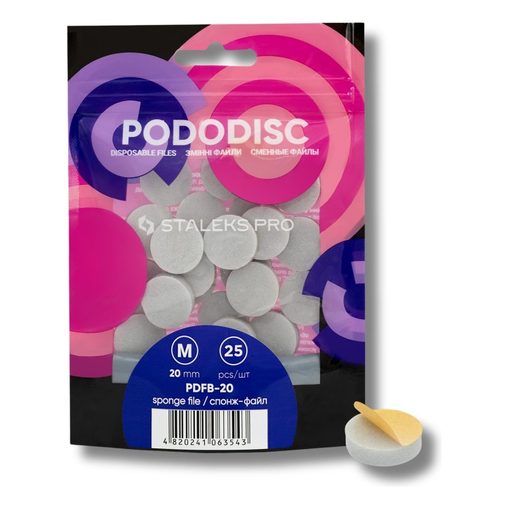 Staleks Expert Pododisc Disposable File Sponges S M L For Pedicure Discs 25pcs-PDFB-20 (MEDIUM)