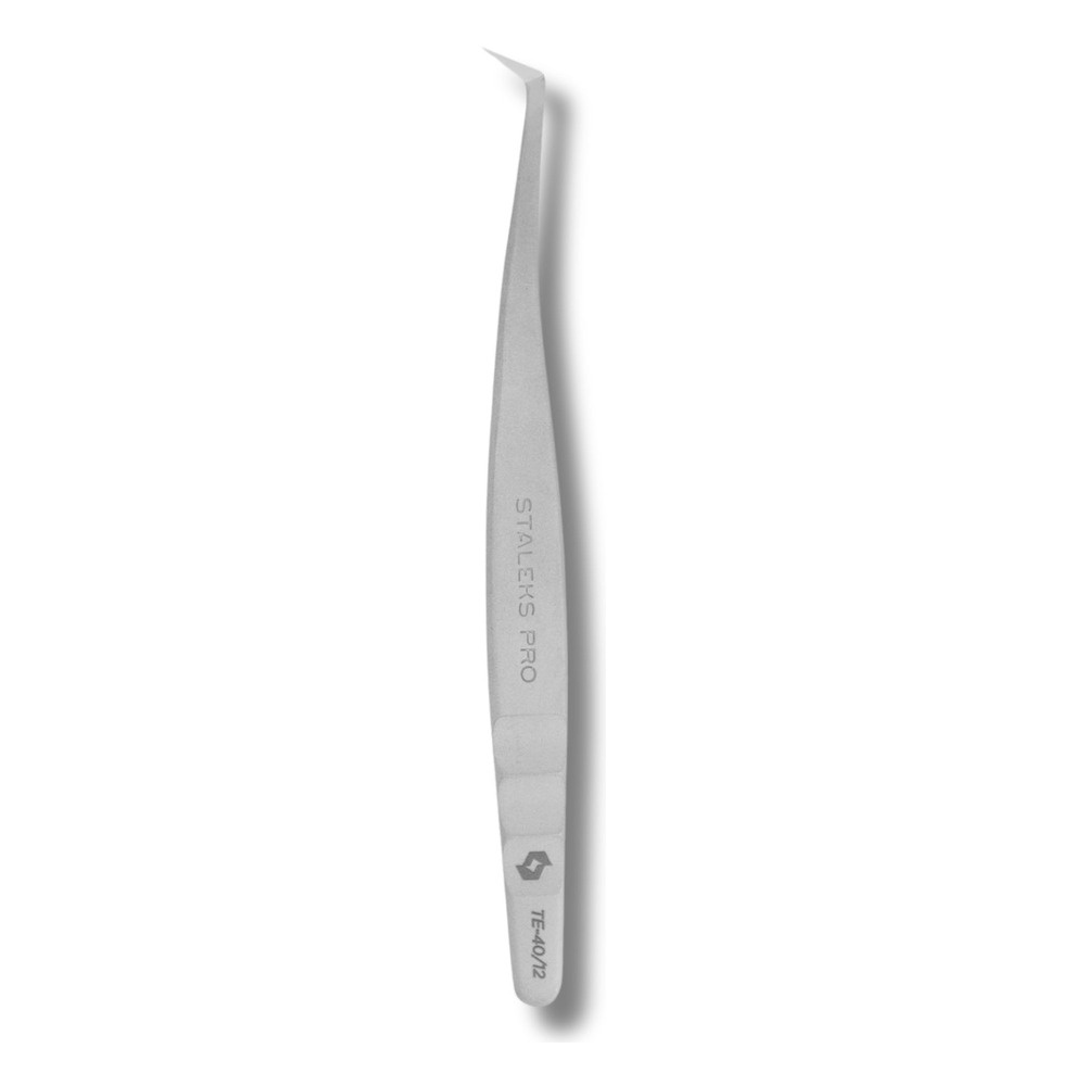 Staleks Pro Expert 40 Type 12 L-Shaped Eyelash Extension Tweezers 65° 125mm