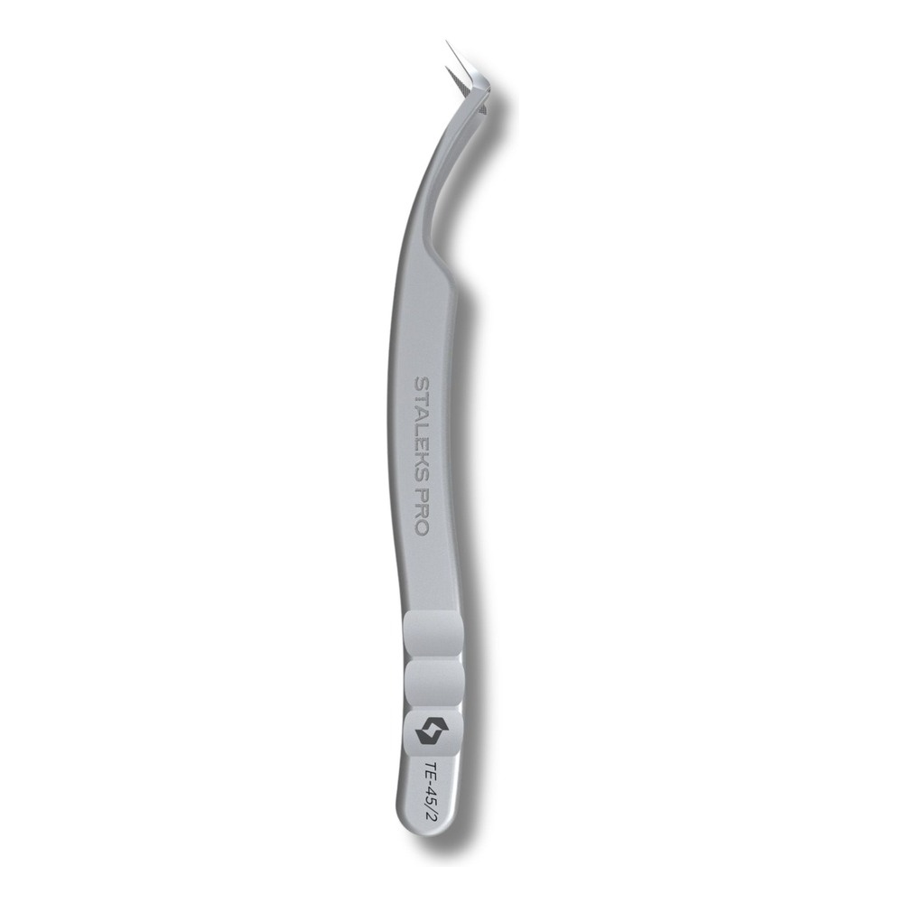 Staleks Pro Expert 45 Type 2 Eyelash Tweezers L-Shaped 40° Fiber Tips 1pc