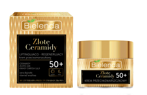 Bielenda Golden Ceramides Lifting and Regenerating Anti Wrinkle Cream 50+ for Day and Night 50m