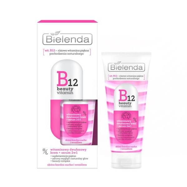 Bielenda B12 Beauty Vitamin 2-Phase Cream - Serum 2in1 for Very Dry and Sensitive Skin for Day and Night 45g