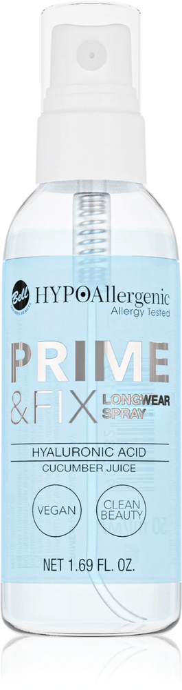 Bell HypoAllergenic Prime & Fix Base for Foundation and Long-lasting Fixing Spray in One with Hyaluronic Acid 50ml
