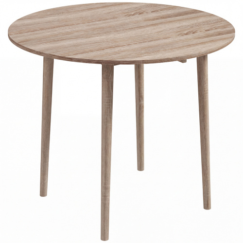 HOMCOM Folding Dining Table for 4, Round Drop Leaf Table, Modern Space Saving Small Kitchen Table with Wood Legs for Dining Room, Natural