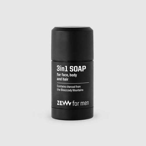 Zew for Men Oczyszczające Naturalne Mydło 3w1 do Mycia Twarzy Ciała i Włosów z Węglem Drzewnym z Bieszczad 85ml