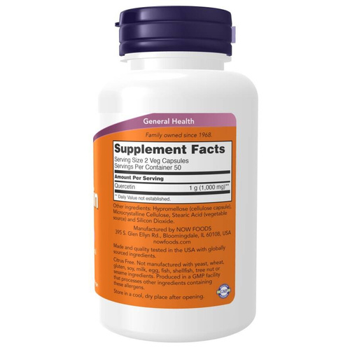Now Foods Quercetin 500mg Kwercetyna Wspiera Odporność Organizmu 100 Kapsułek