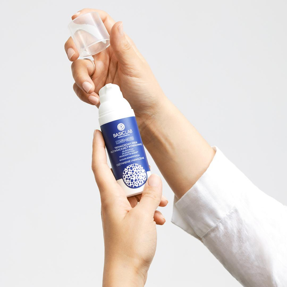 BasicLab Trehalose Rich Balancing Cream 3% Xylitol 2% Inositol Nourishing and Moisturizing for Dry and Very Dry Skin Day and Night 50ml