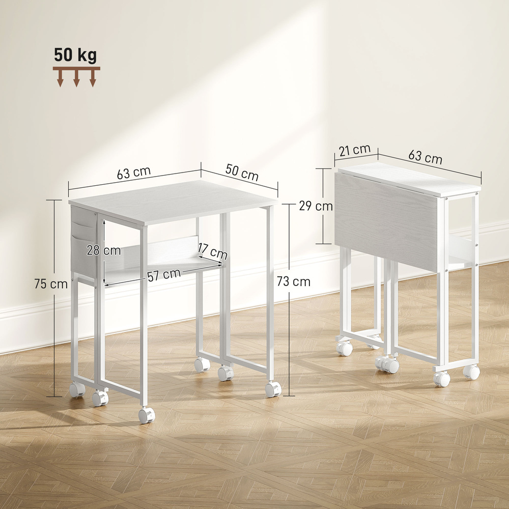 HOMCOM 63 cm Drop Leaf Writing Work Desk - White