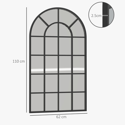 HOMCOM 110 x 65 cm Arched Decorative Wall Mirror for Bedroom Living Room, Modern Window Bathroom Mirror for Home Decor