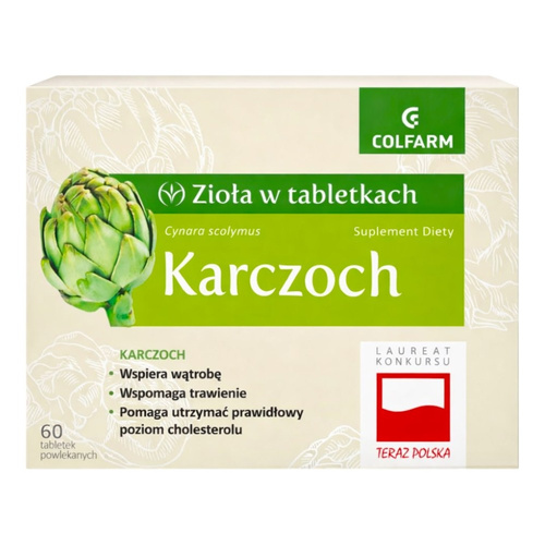 Colfarm Zioła w Tabletkach Karczoch Wspomaga Trawienie i Wątrobę 60 Tabletki