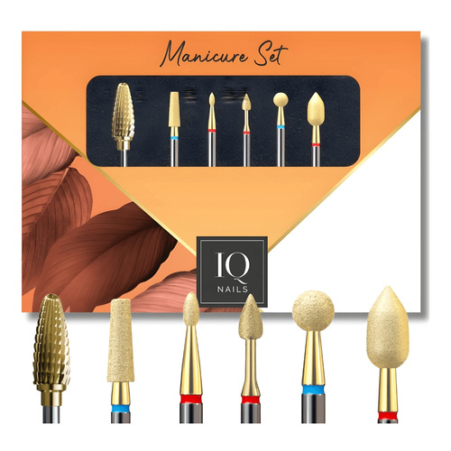 IQ Nails Expert Gold Power Set For Gel Polish Acrylic Cuticles Removal 6 Pieces