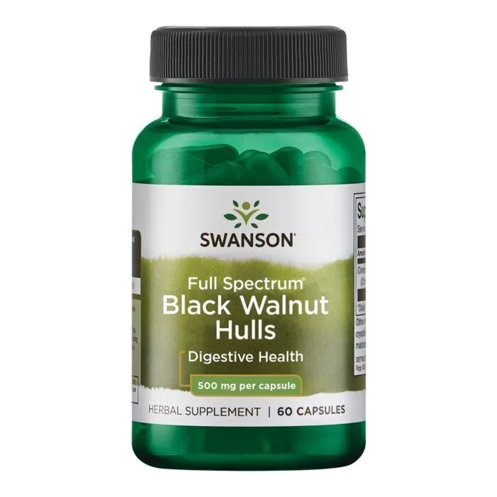 Swanson Full Spectrum Black Walnut Hulls 500mg Wspomaga Oczyszczanie Przewodu Pokarmowego 60 Kapsułek