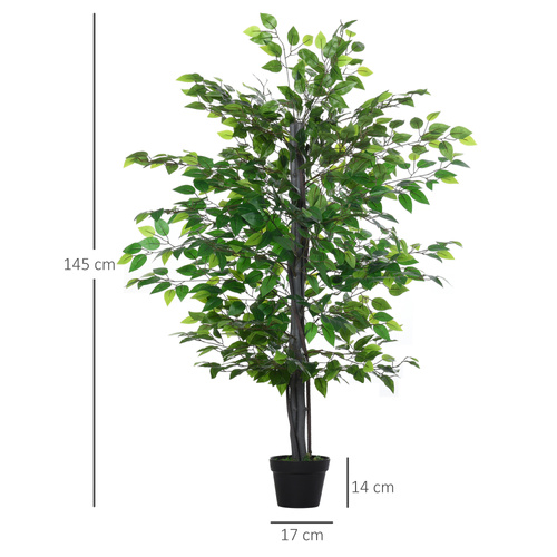 Outsunny Artificial Tree White Rose Floral in Pot, Fake Plant for Home Indoor Decor, 90cm, Purple