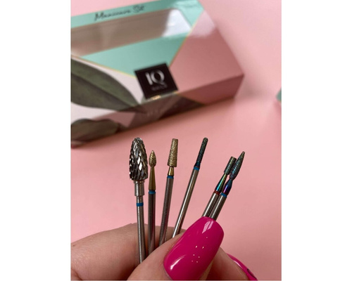 IQ Nails Expert Pro Set 6 Drill Bits for Gel Acrylic & Cuticles Removal Zestaw Frezów 6 Sztuk