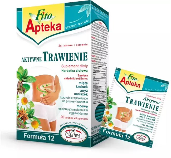 Malwa Fito Apteka Active Digestion Herbal Tea with Mint Mulberry and Dandelion 20x2g