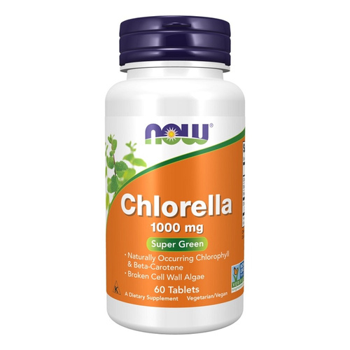 NOW Foods Chlorella 1000mg Algae Supplement with Chlorophyll 60 Tabs