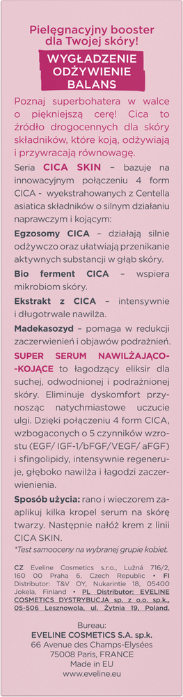Eveline Cica Skin Super Serum Nawilżająco – Kojące dla każdego Rodzaju Skóry 30ml