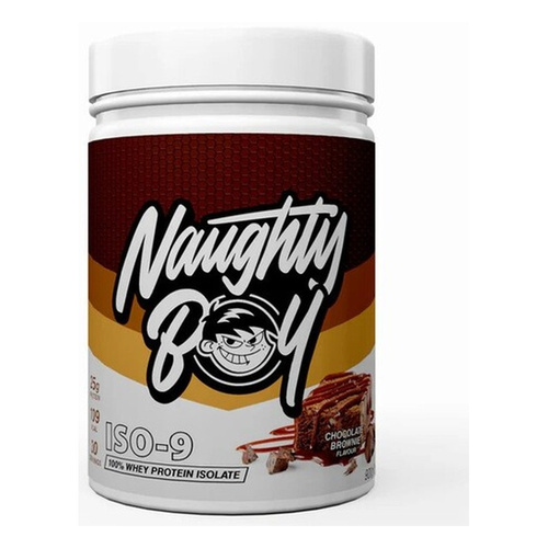 Naughty Boy Iso-9 Chocolate Brownie Whey Protein Isolate For Muscle Mass Building and Recovery 900g