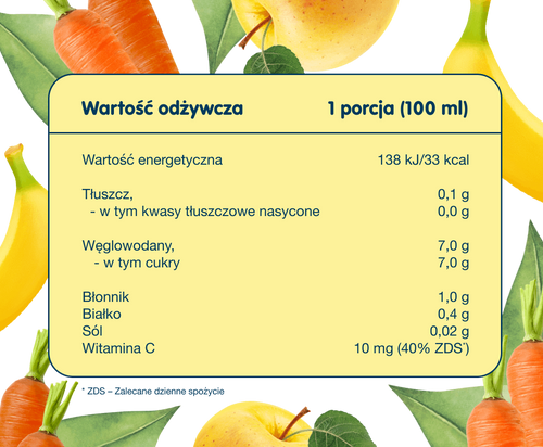 Bobo Frut Nektar Jabłko Banan Marchewka dla Niemowląt po 6. Miesiącu 300ml Best Before 31.05.26