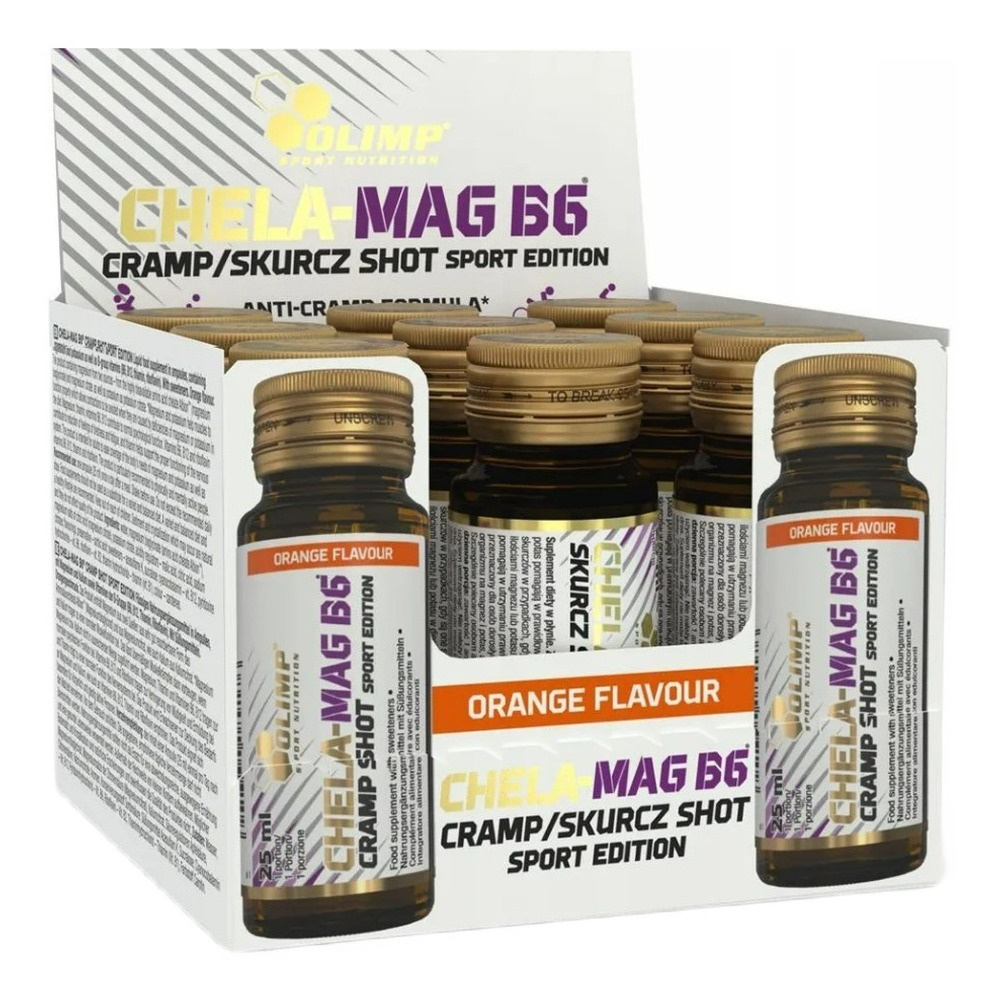 Olimp Nutrition Chela-Mag B6 Cramp Shot Sport Edition Liquid Supplement for Cramps 9 x 25ml