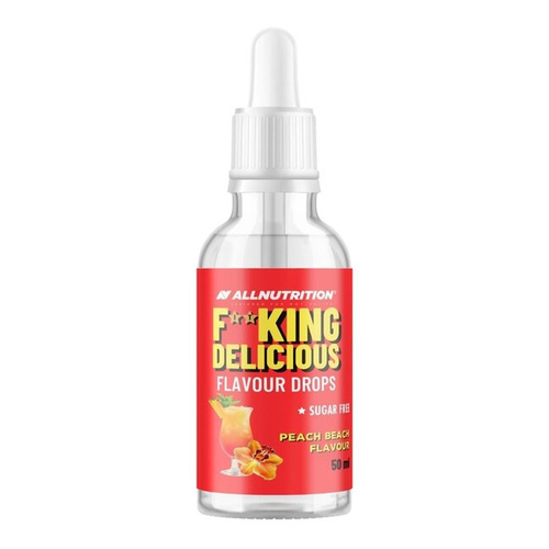 AllNutrition Fitking Delicious Flavour Drops Peach Beach Aromatyczne Krople bez Cukru Tropikalno- Brzoskwiniowy 50ml