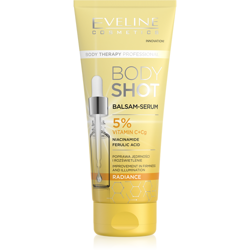 Eveline Therapy Professional Body Shot Rozświetlający Balsam-Serum 5% Kompleks Witamin C i Cg na Dzień i na Noc 200ml