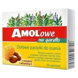Amolowe na Gardło Miód z Witaminą C 16 Pastylki