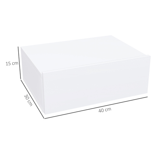 HOMCOM Floating Bedside Table, Wall-Mounted Nightstand with Storage Drawer, Small Side End Table for Bedroom, White