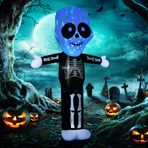 HOMCOM 3m Halloween Inflatable Skeleton Ghost Decoration, LED Lighted for Home Indoor Outdoor Garden Lawn Decoration Party Prop